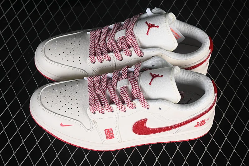 All categories Air Jordan Jordan series basketball shoes Air Jordan 1 Low High-end customized low-top sneakers Air Jordan 1 Low AJ1 Joe 1 Year of the Horse limited edition Good Luck High-end customized low-top retro basketball shoes MZ9588-845